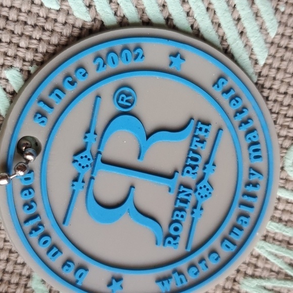 NASHVILLE tote  Robin Ruth tan blue green  w/ Zipper Souvenir Scrabble Poshfest - Picture 8 of 8